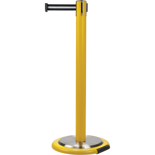 Barri&egrave;res sur pieds pour le contr&ocirc;le des foules, Acier, 35" h, Ruban Noir/Blanc, Longueur du ruban 7' Dufferin Supply