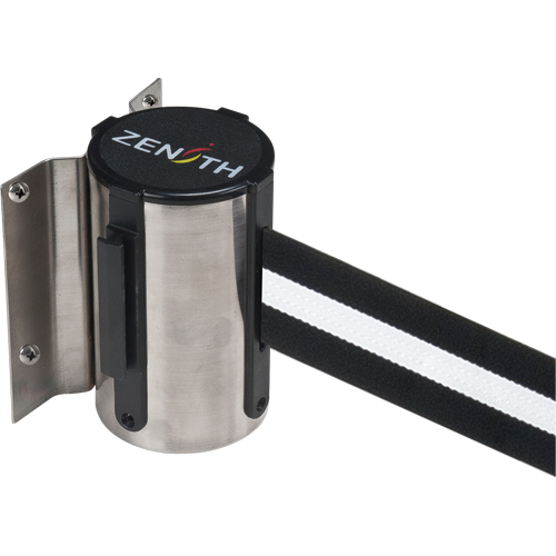 Barri&egrave;re &agrave; fixation murale, Acier, Fixation par vis, 7', Ruban Noir/Blanc Dufferin Supply