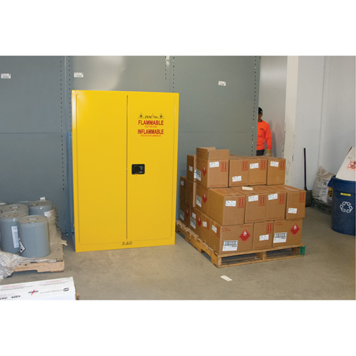Flammable Storage Cabinet, 45 gal., 2 Door, 43" W x 65" H x 18" D Dufferin Supply