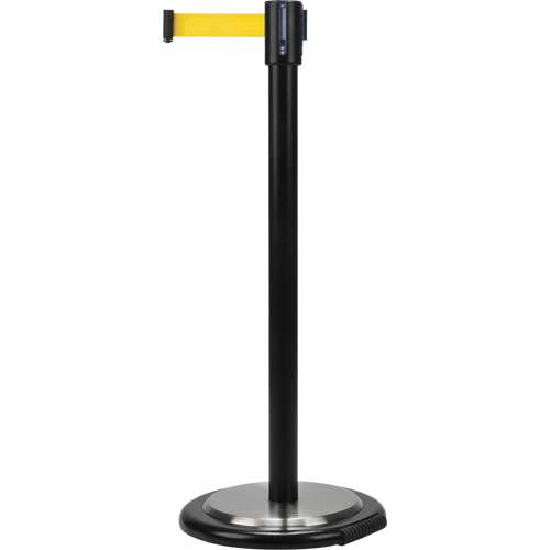 Barri&egrave;res sur pieds pour le contr&ocirc;le des foules, Acier, 35" h, Ruban Jaune, Longueur du ruban 12' Dufferin Supply