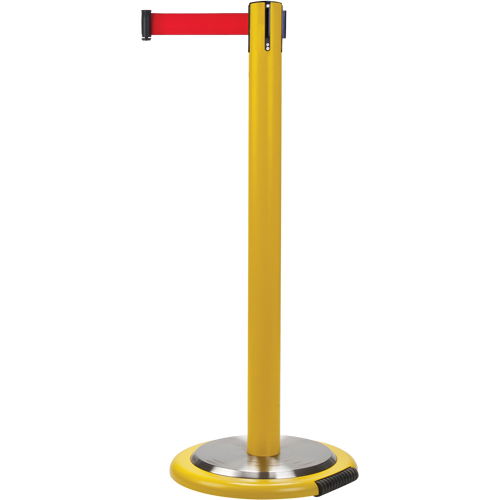 Barri&egrave;res sur pieds pour le contr&ocirc;le des foules, Acier, 35" h, Ruban Rouge, Longueur du ruban 12' Dufferin Supply