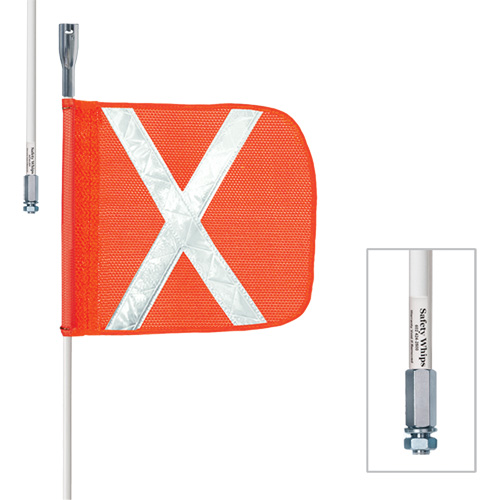 Tiges de s&eacute;curit&eacute; robustes Safety Whip, Fixation Filet&eacute;, Hauteur 3', Orange Dufferin Supply
