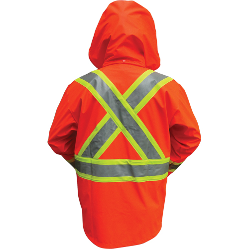 Hi-Vis FR/PU Safety Rain Jackets, Small, High Visibility Orange Dufferin Supply