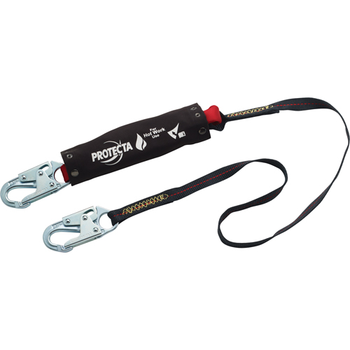Pro Pack Hot Work Shock-Absorbing Lanyard, 6', Snap Hook Center, Snap Hook Leg Ends, Kevlar&reg; Dufferin Supply