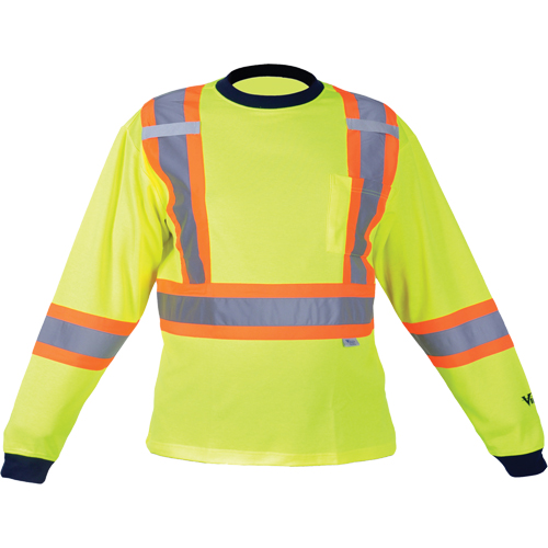 Safety Long Sleeve Shirt, Polyester, Medium, High Visibility Lime-Yellow Dufferin Supply