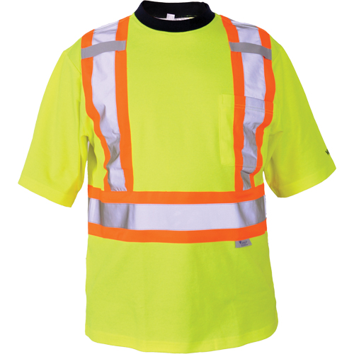 T-shirt de s&eacute;curit&eacute;, Polyester, Moyen, Jaune lime haute visibilit&eacute; Dufferin Supply
