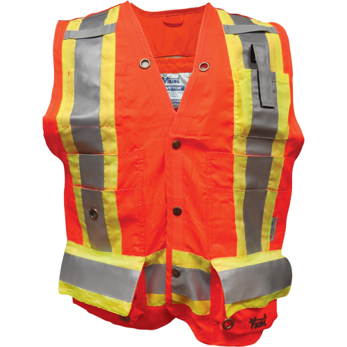 Veste de s&eacute;curit&eacute; ignifug&eacute; pour arpenteur, Orange haute visibilit&eacute;, Petit, Polyester Dufferin Supply