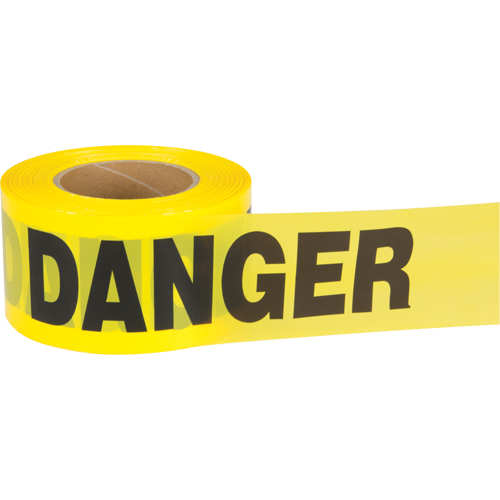 "Danger" Barricade Tape, Bilingual, 3" W x 1000' L, 1.5 mils, Black on Yellow Dufferin Supply