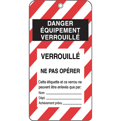 Lockout Tags, Plastic, 3" W x 5-3/4" H, French Dufferin Supply