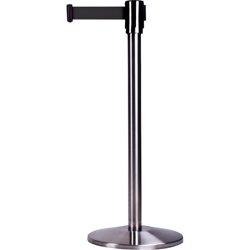 Barri&egrave;res sur pieds pour le contr&ocirc;le des foules, Acier, 35" h, Ruban Noir, Longueur du ruban 7' Dufferin Supply