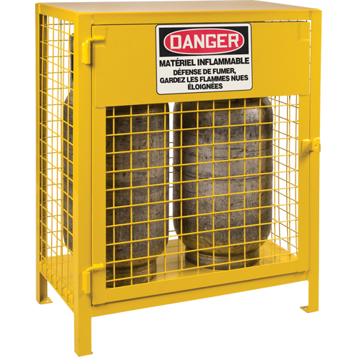 Gas Cylinder Cabinets, 2 Cylinder Capacity, 30" W x 17" D x 37" H, Yellow Dufferin Supply