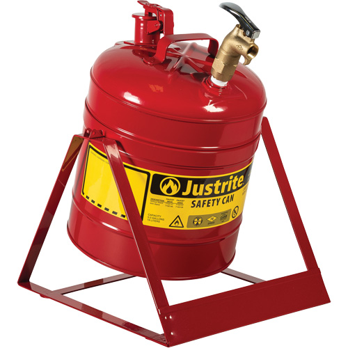 Bidon avec robinet s&eacute;curitaires pour laboratoires, Type I, Acier, 5 gal. US, Rouge, Homologu&eacute; FM Dufferin Supply