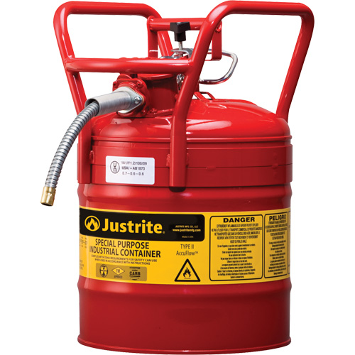 D.O.T. AccuFlow Safety Cans, Type II, Steel, 5 US gal., Red, FM Approved Dufferin Supply
