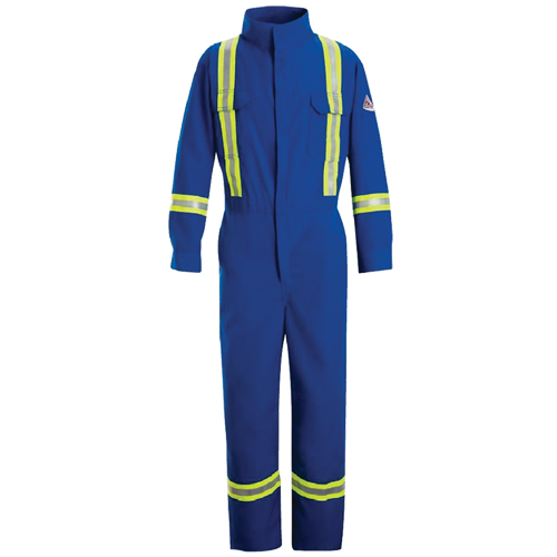 Combinaisons de qualit&eacute; sup&eacute;rieure r&eacute;sistantes aux flammes avec bandes r&eacute;fl&eacute;chissantes, Taille 38, Bleu royal, 5,1 cal/cm² Dufferin Supply
