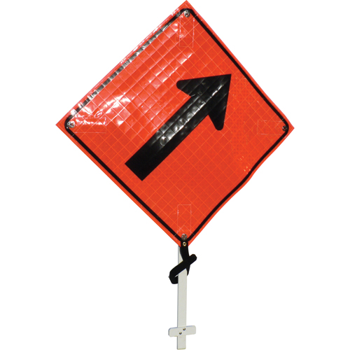Right Diagonal Arrow Pole Sign, 24" x 24", Vinyl, Pictogram Dufferin Supply
