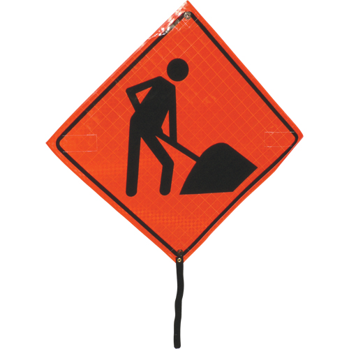 Men At Work Rolled Sign, 24" x 24", Vinyl, Pictogram Dufferin Supply