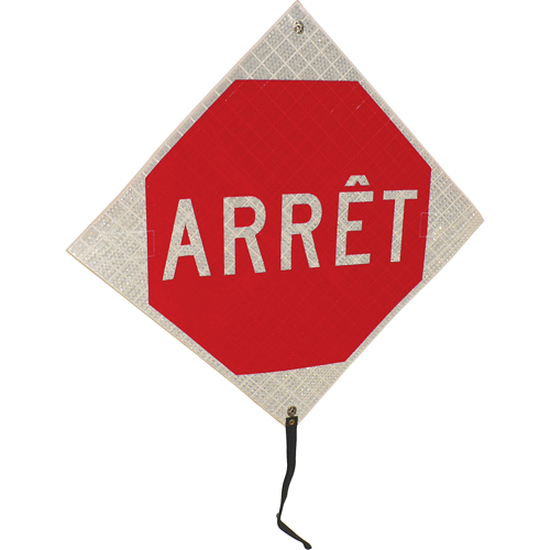"Arr&ecirc;t" Rolled-Up Traffic Sign, 24" x 24", Vinyl, French Dufferin Supply