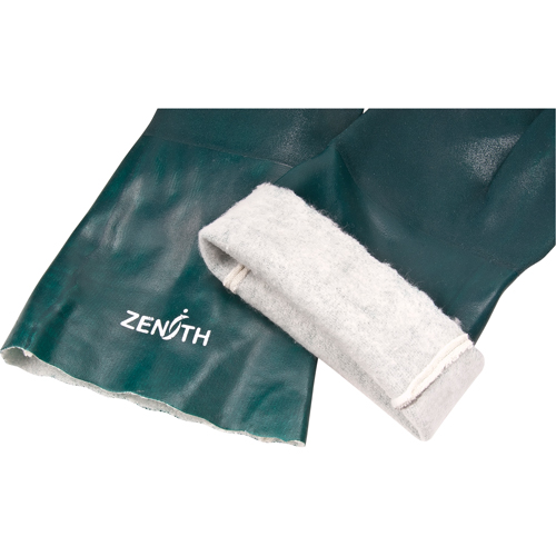 Double Dipped Green Gloves, 14" L, PVC, Cotton Jersey Inner Lining, 70-mil Dufferin Supply