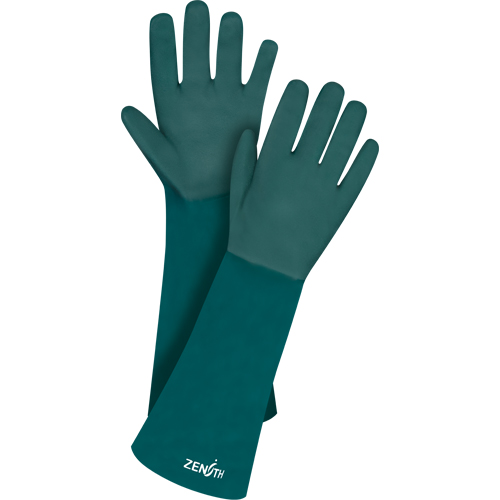 Double Dipped Green Gloves, 18" L, PVC, Cotton Jersey Inner Lining, 70-mil Dufferin Supply