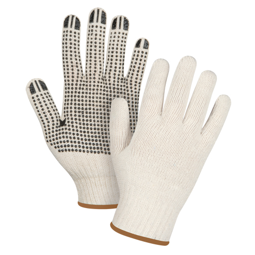 Heavyweight Dotted String Knit Gloves, Poly/Cotton, Single Sided, 7 Gauge, Large Dufferin Supply