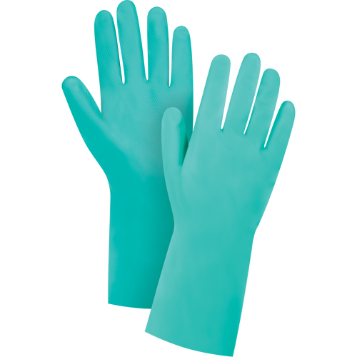 Diamond-Grip Chemical-Resistant Gloves, Size 8, 13" L, Nitrile, Flock-Lined Inner Lining, 15-mil Dufferin Supply