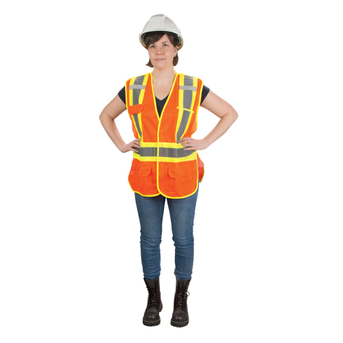 CSA Compliant High Visibility Surveyor Vest, High Visibility Orange, X-Large, Polyester Dufferin Supply