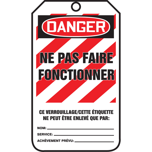 Lockout Tags, Plastic, 3-3/8" W x 5-5/8" H, French Dufferin Supply