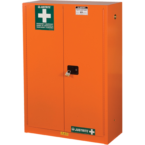 Armoires de rangement pour pr&eacute;paration aux situations d'urgence, Acier, 4 Tablettes, 65" h x 43" la x 18" P, Orange Dufferin Supply