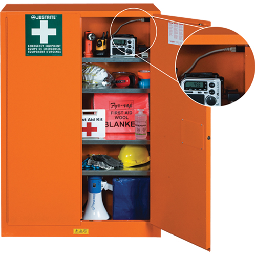 Armoires de rangement pour pr&eacute;paration aux situations d'urgence, Acier, 4 Tablettes, 65" h x 43" la x 18" P, Orange Dufferin Supply
