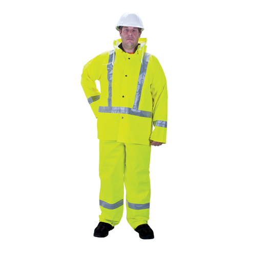 RZ900 Premium Traffic Rain Suit, Polyester/PVC, Medium, Lime-Yellow Dufferin Supply