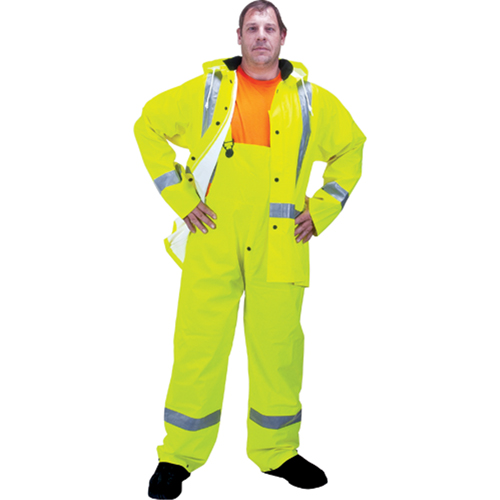 RZ900 Premium Traffic Rain Suit, Polyester/PVC, Medium, Lime-Yellow Dufferin Supply