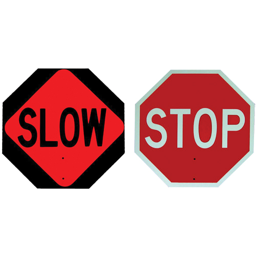 Panneau de signalisation &agrave; deux c&ocirc;t&eacute;s  Stop/Slow  Dufferin Supply