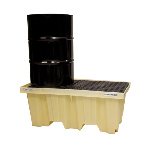 Nestable 2-Drum Poly-Spillpallet Without Drain, 66 US gal. Spill Capacity, 51" x 26" x 21" Dufferin Supply