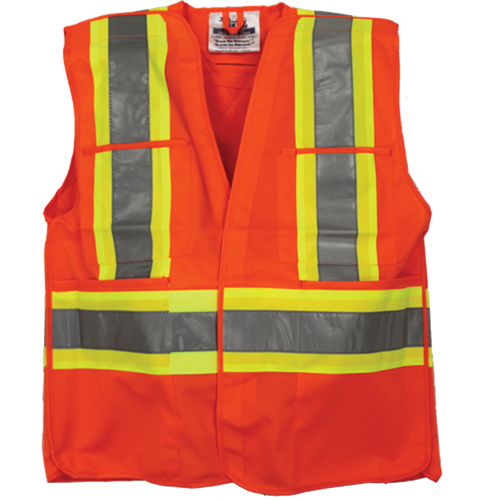 Tear Away Safety Vest, High Visibility Orange, 4X-Large/5X-Large, Polyester Dufferin Supply