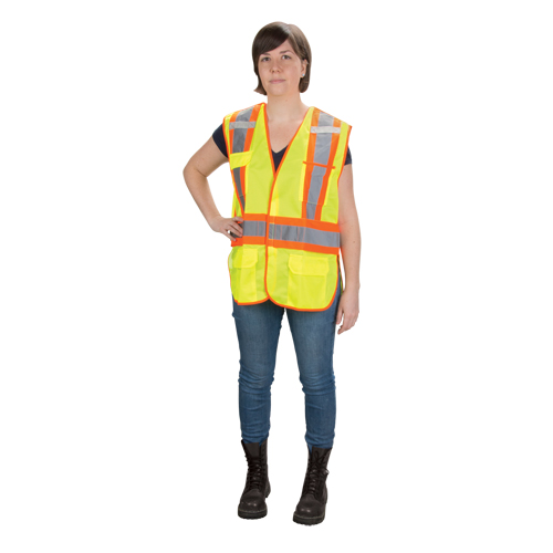 CSA Compliant High Visibility Surveyor Vest, High Visibility Lime-Yellow, Medium, Polyester Dufferin Supply