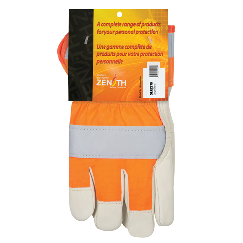 Gants d'ajusteur &agrave; chaleur sup&eacute;rieure orange haute visibilit&eacute;, Grand, Paume en Cuir fleur de vache, Doublure en Thinsulate Dufferin Supply