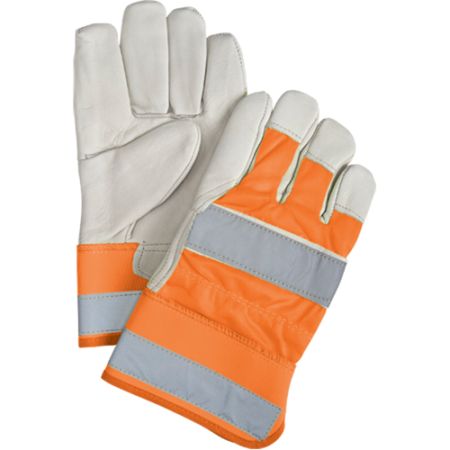 Gants d'ajusteur &agrave; chaleur sup&eacute;rieure orange haute visibilit&eacute;, Grand, Paume en Cuir fleur de vache, Doublure en Thinsulate Dufferin Supply
