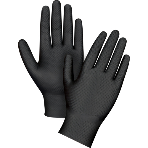 Heavyweight Tactile Grip Examination Gloves, Small, Nitrile, 8-mil, Powder-Free, Black Dufferin Supply