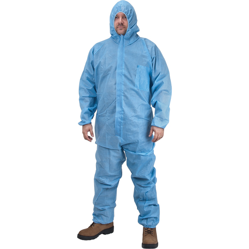 Premium Hooded Coveralls, Medium, Blue, Polypropylene Dufferin Supply