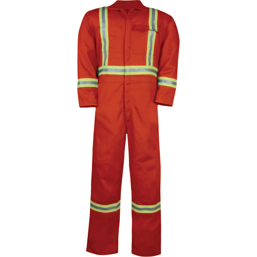 Unlined Hi-Vis Coveralls, Size Small, Orange Dufferin Supply