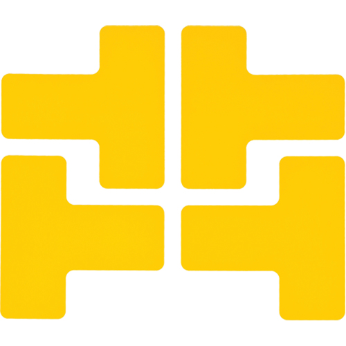 Floor Corner Marks, T, 5" L x 2" W, Yellow, Polyester Dufferin Supply