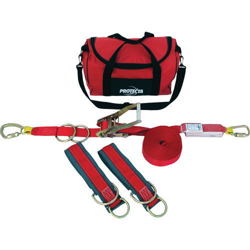 PRO-Line Temporary Horizontal Lifeline System, 60', Web, Swivel Dufferin Supply