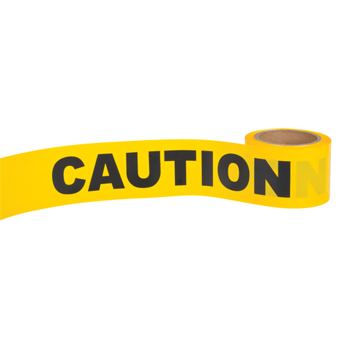 "Caution" Barricade Tape, English, 3" W x 300' L, 1.5 mils, Black on Yellow Dufferin Supply
