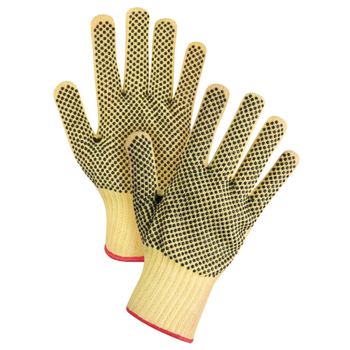 Gants tricot&eacute;s deux c&ocirc;t&eacute;s, sans couture, &agrave; pois, Taille Petit/7, Calibre 7, Rev&ecirc;tement PVC, Enveloppe en Kevlar, ASTM ANSI niveau A2/EN 388 niveau 3 Dufferin Supply