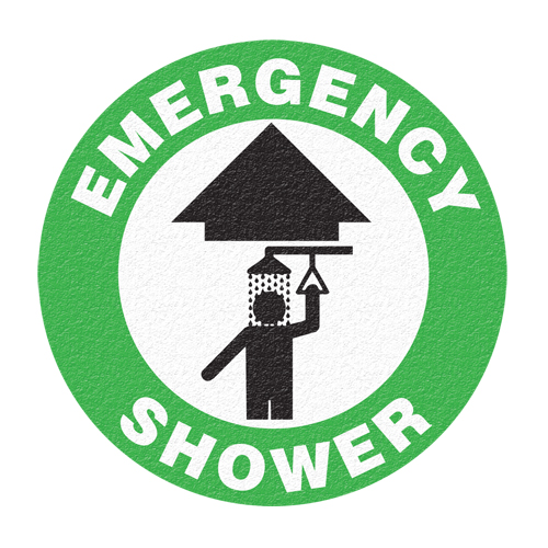 "Emergency Shower" Floor Sign, Adhesive, English with Pictogram Dufferin Supply