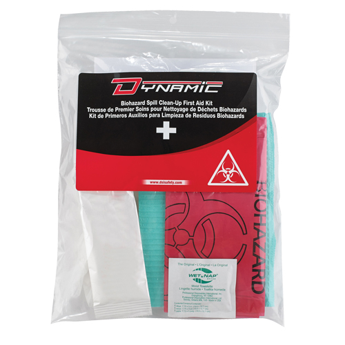 Trousse de premiers soins pour nettoyage de biorisques Dynamic, Dispositif m&eacute;dical Classe 1, Sac en plastique refermable Dufferin Supply