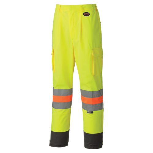 6009 Pantalon de s&eacute;curit&eacute; routi&egrave;re respirant, Polyester, T-petit, Jaune lime haute visibilit&eacute; Dufferin Supply