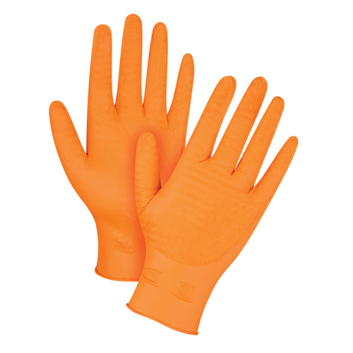 Heavyweight Gripper Gloves, X-Large, Nitrile, 7-mil, Powder-Free, Orange Dufferin Supply