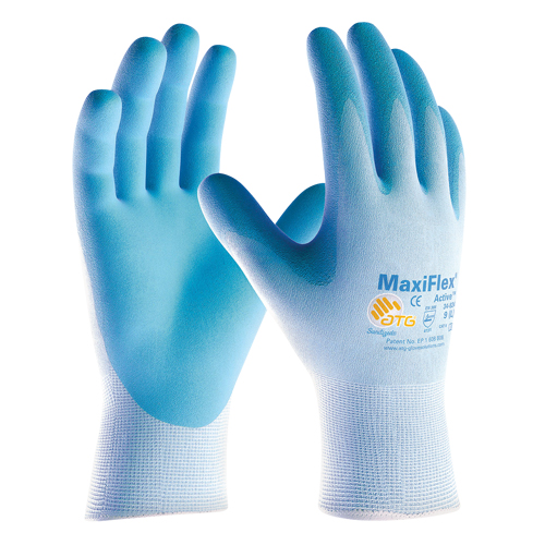 Gants enduits ultra l&eacute;gers MaxiFlex ATG, 6/T-petit, R&ecirc;vetement Mousse de nitrile, Calibre 15, Enveloppe en Nylon Dufferin Supply