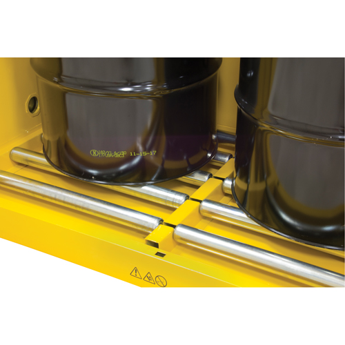 Vertical Drum Storage Cabinet, 110 US gal. Cap., 2 Drums, Yellow Dufferin Supply